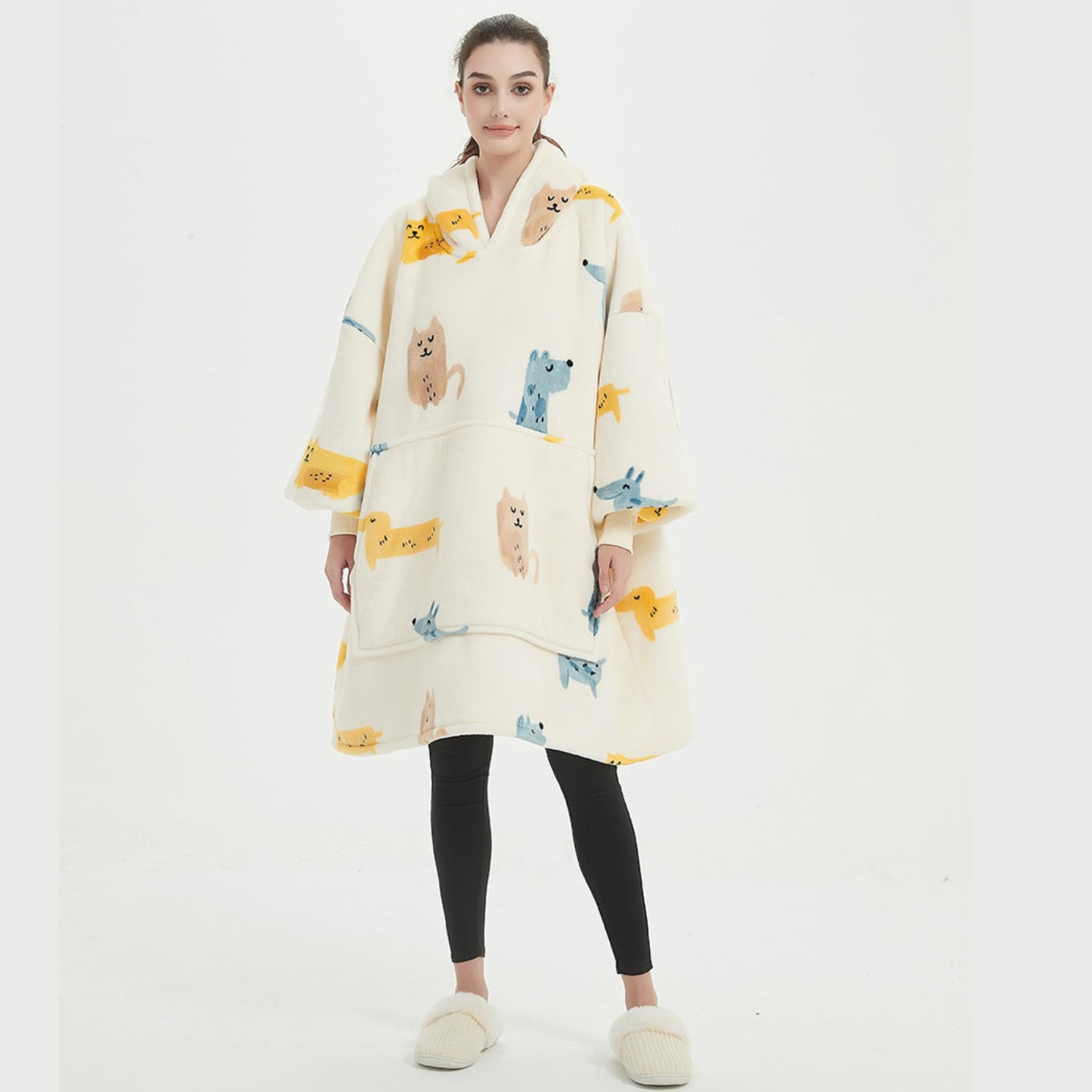 Yellow Dachshund Sherpa kids Hoodie