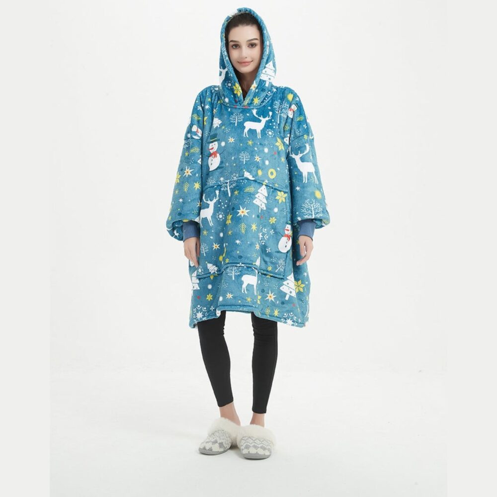 Christmas Blue Sherpa Kids Hoodie