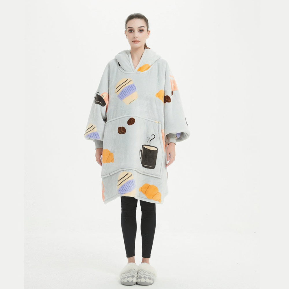 Grey Coffee Sherpa Kids Hoodie