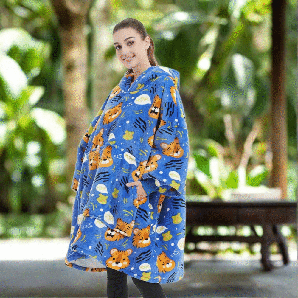 Blue Tiger Sherpa Hoodie