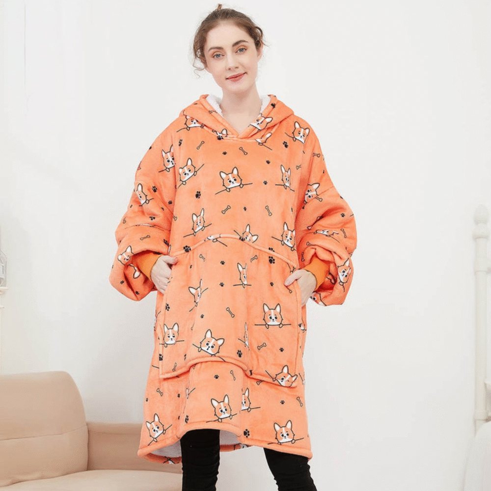 Orange Dog Sherpa Kids Hoodie