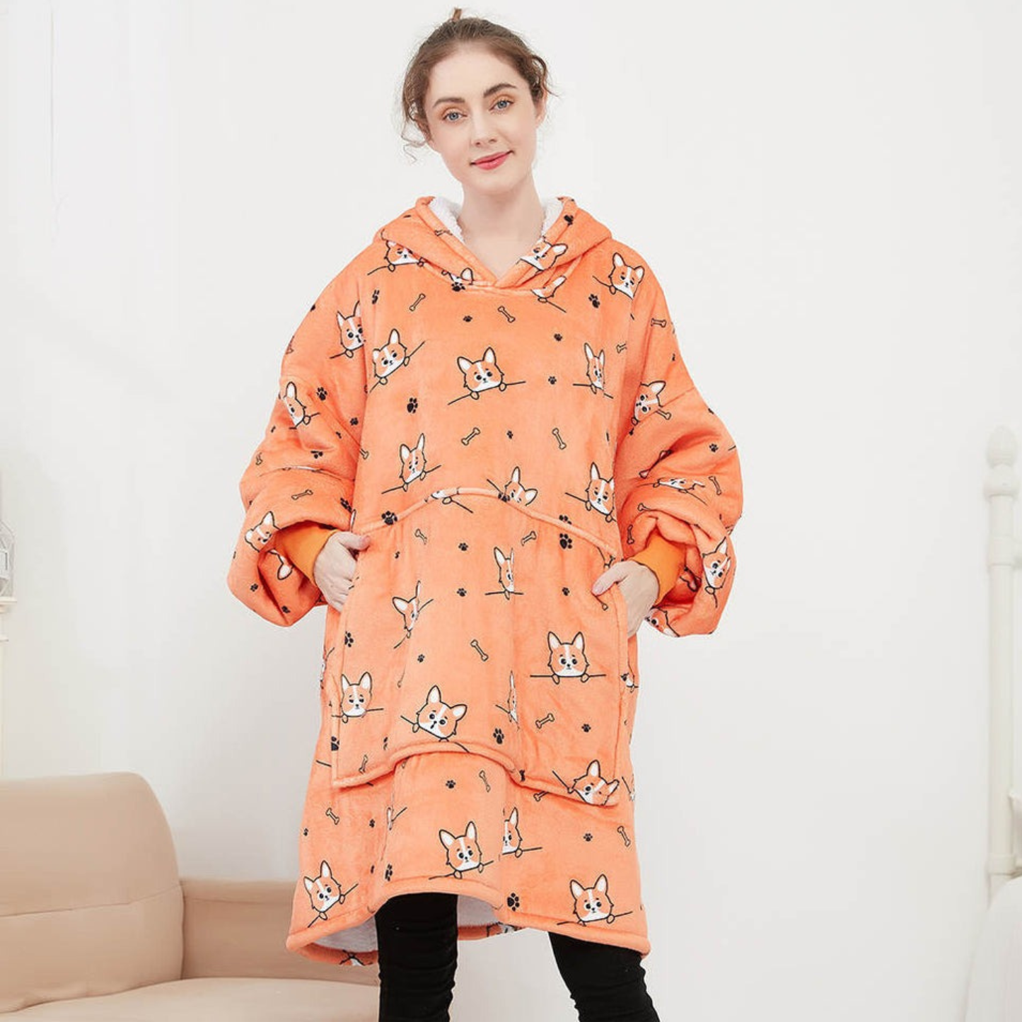 Orange Dog Sherpa Kids Hoodie