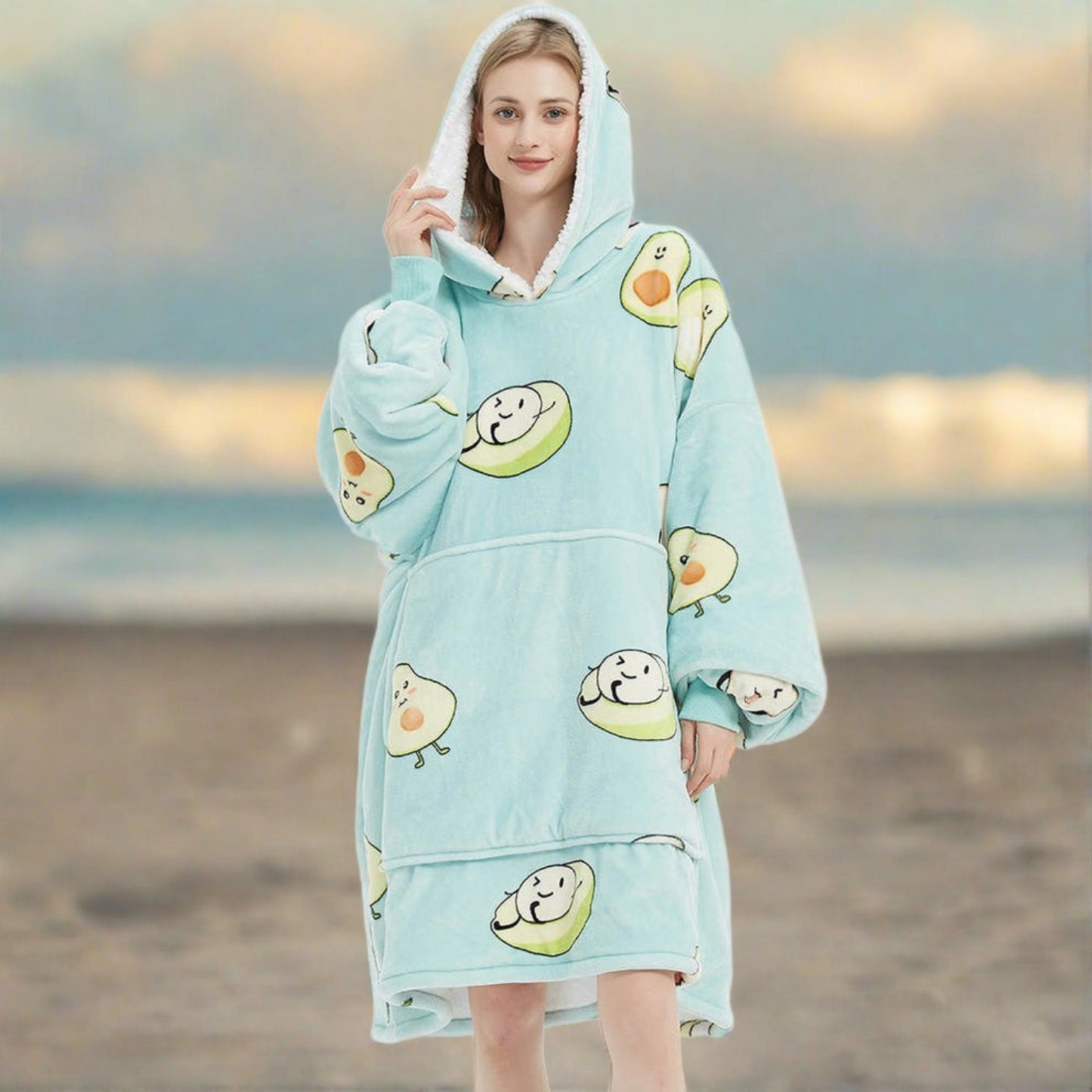 Avocado Green Sherpa Kids Hoodie