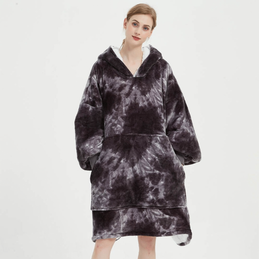 Tye-dyed Grey Sherpa Kids Hoodie