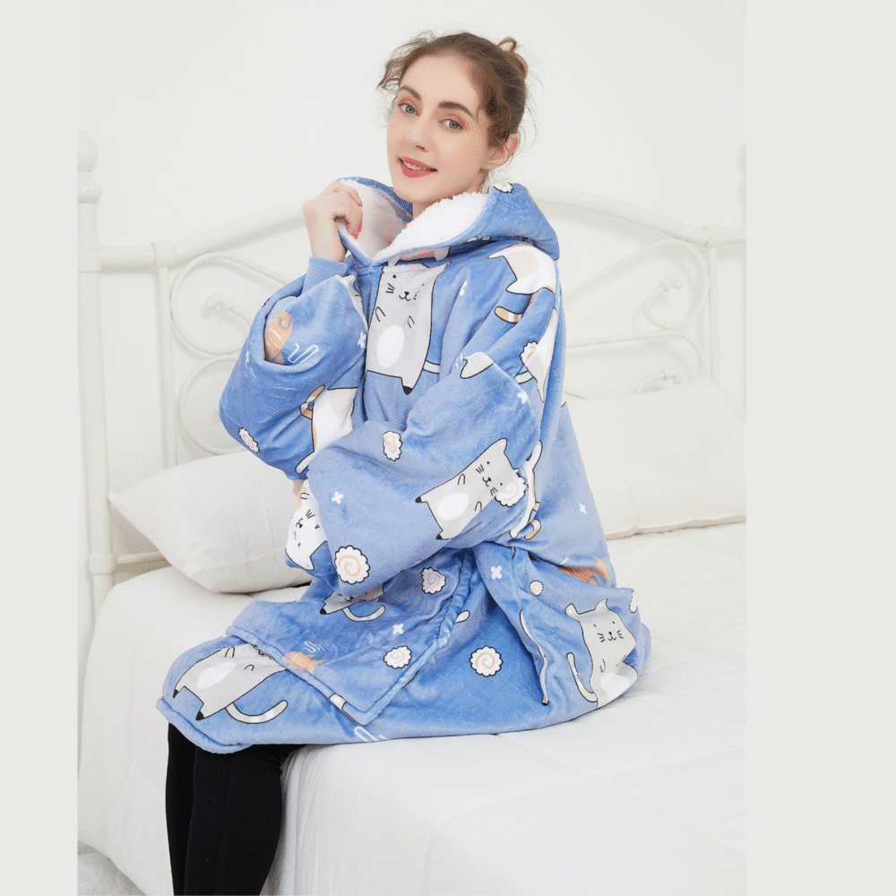 Blue Cat Sherpa Kids Hoodie