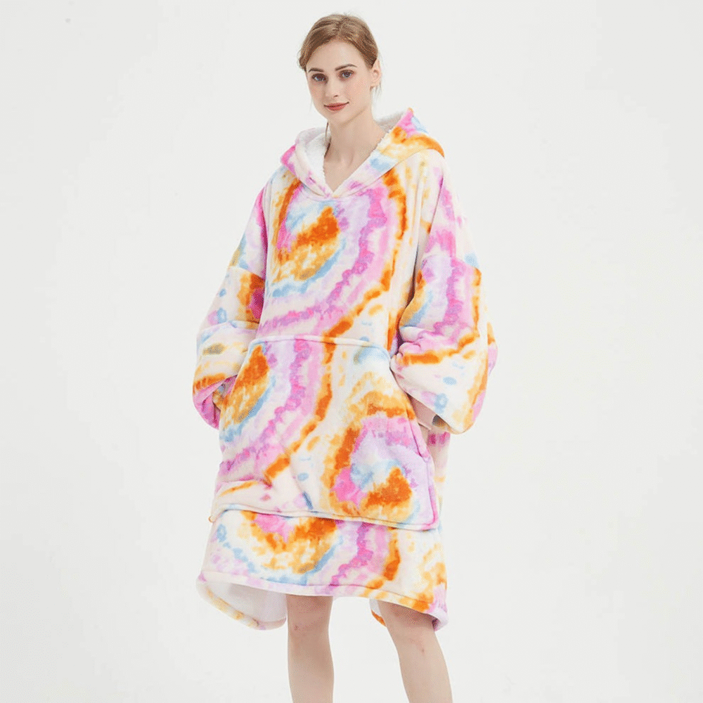 Tye Died Orange Sherpa Hoodie