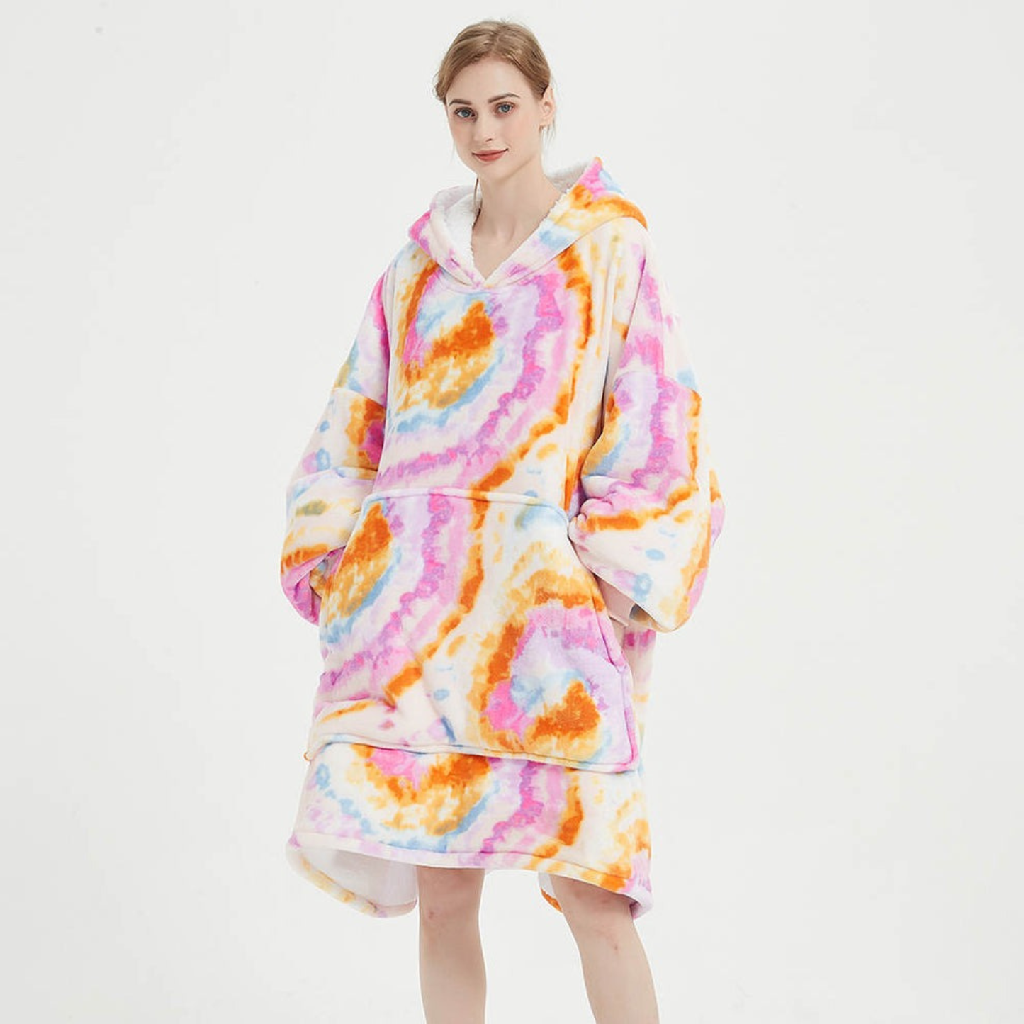 Tye Died Orange Sherpa Hoodie