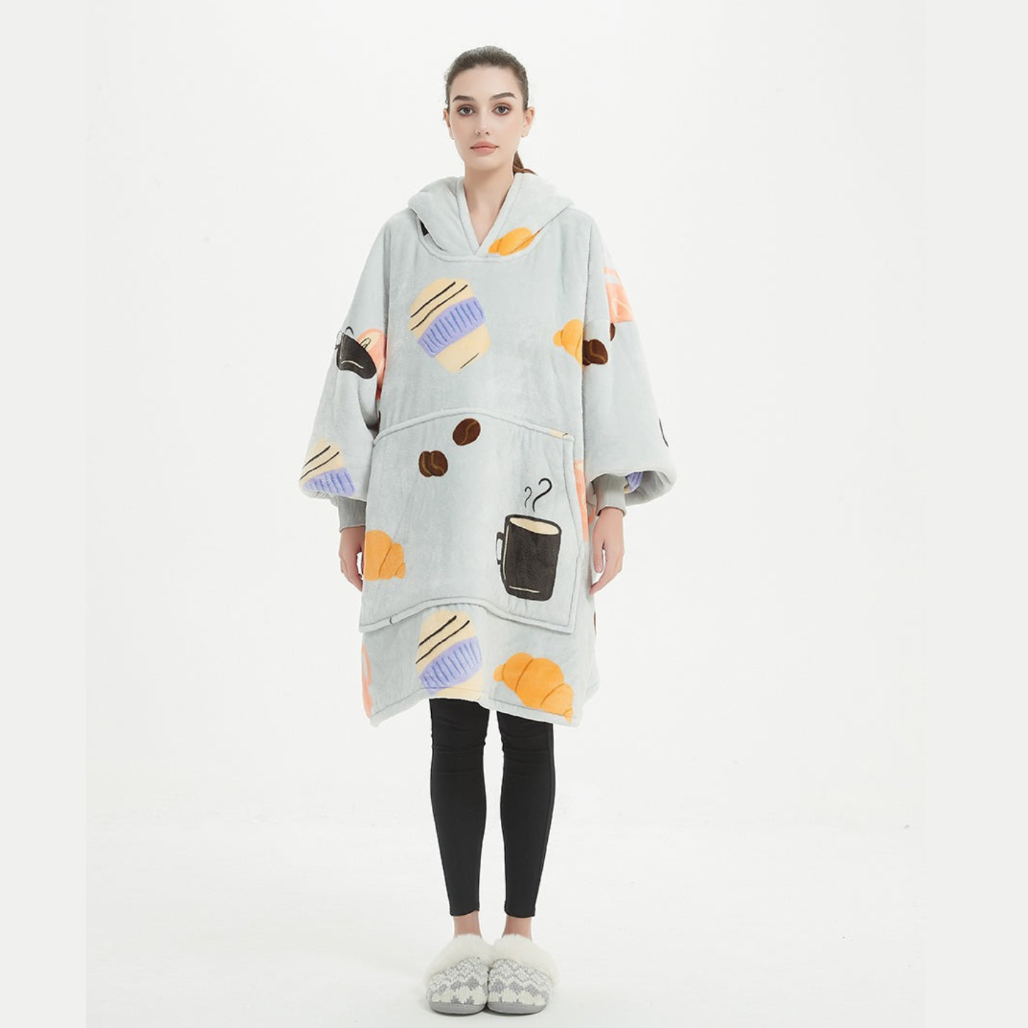 Grey Coffee Sherpa Kids Hoodie